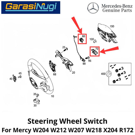 Steering Wheel Mercy W204 W212 W207 R172 Switch Tombol Kontrol Stir Mercedes C200 E200 SLK