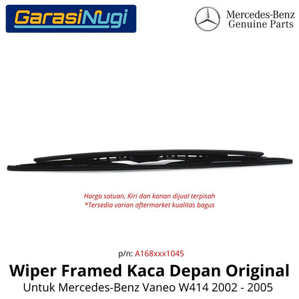 Mercedes Vaneo Wiper Framed Bracketed Front Window Kaca Depan Original W414 2002 - 2005