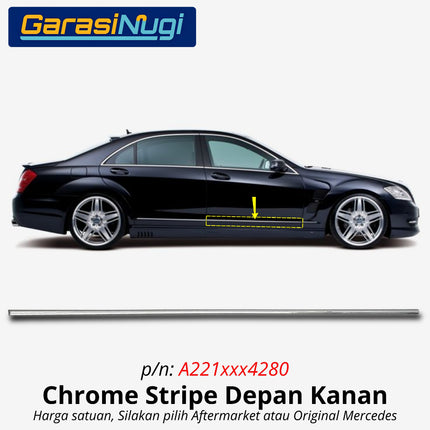 Chrome Stripe Mercedes W221 Garnish Moulding Bodi Samping Mercy S300 S350