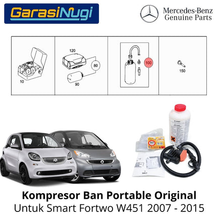 Tire Repair Kit Compressor Smart Fortwo W451 Kompresor Pompa Ban Elektrik Original 2007 - 2015