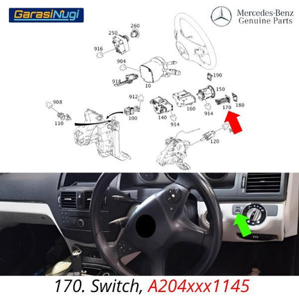 Switch For Mercedes W204 Headlight Regulator Saklar Level Cahaya C200