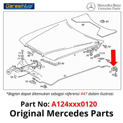 Hood Release Handle Mercy W124 W463 Tarikan Kap Mesin E230