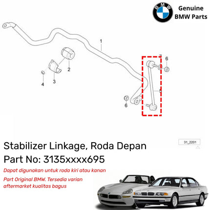 Stabilizer Linkage For BMW E38 E52 Shock Bar Penstabil Roda Depan Original 728 Z8