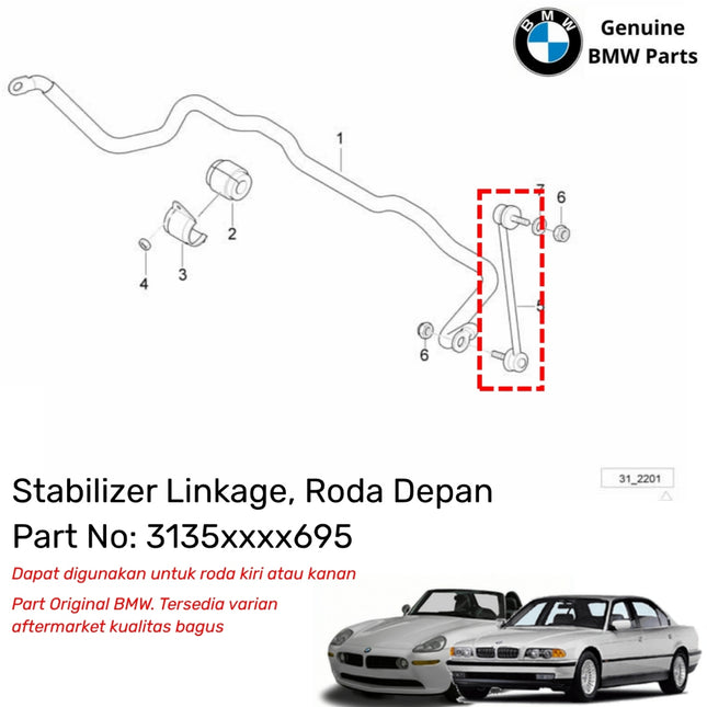 Stabilizer Linkage For BMW E38 E52 Shock Bar Penstabil Roda Depan Original 728 Z8