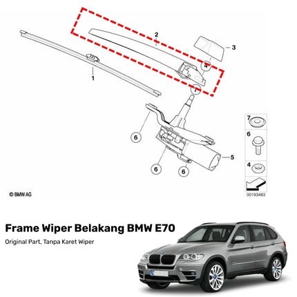 BMW E70 Rear Wiper Arm Kaca Belakang Original Window Bracket X5