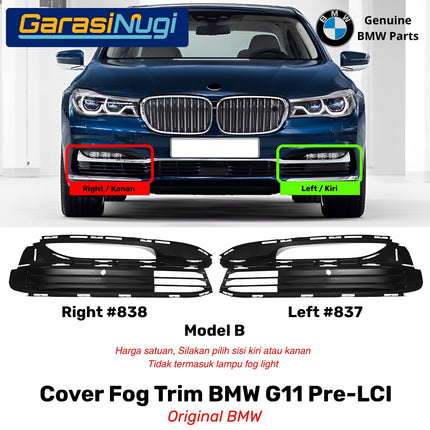 Fog Trim For BMW G11 G12 Pre-LCI Cover Chrome Lampu Kabut Grill Depan 730 750L