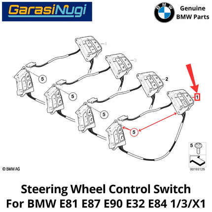 Steering Wheel For BMW E81 E90 E92 E84 Multifunction Control Switch Sakelar Kontrol Stir Roda Kemudi Assembly 116 320 X1