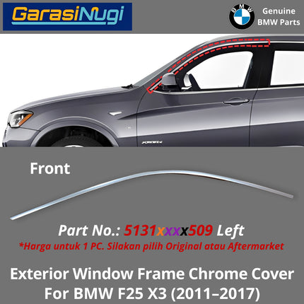 Exterior Window For BMW F25 Door Frame Cover Eksterior Penutup Bingkai Jendela X3 2011-2017