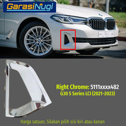 Cover Chrome BMW G30 LCI Luxury Line List Krom Saluran Udara Bemper Depan 520 540