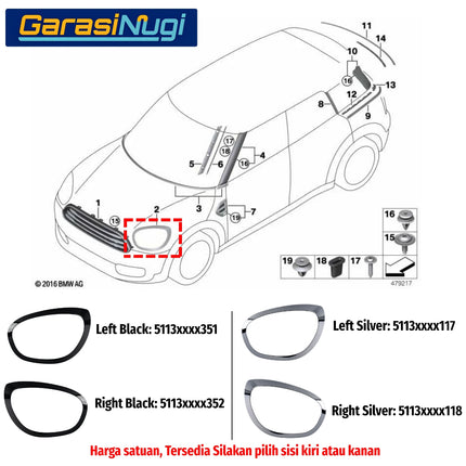 Cover Frame Headlight For Mini Cooper F60 Outer Trim Lampu Depan Countryman 2015 - 2024