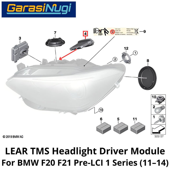 LEAR TMS For BMW F20 F21 Pre-LCI DRL Headlight Driver Control Module Ballast Unit Lampu Depan 63117316145 118 120
