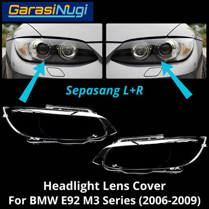 Mika Headlight For BMW E92 E93 Pre-LCI Lens Kaca Cover Lampu Depan M3 (2006-2009)
