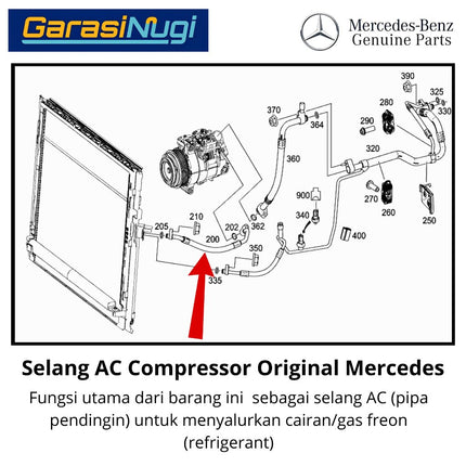 Selang AC Compressor Mercedes W166 X166 Pipa Pendingin Freon Refrigerant Line Original ML GL GLS