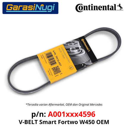 Fan Belt Smart Fortwo W451 V-Belt Tali Pengencang Pulley 0019934596 M132 Original Part 4PK738 2007 - 2015