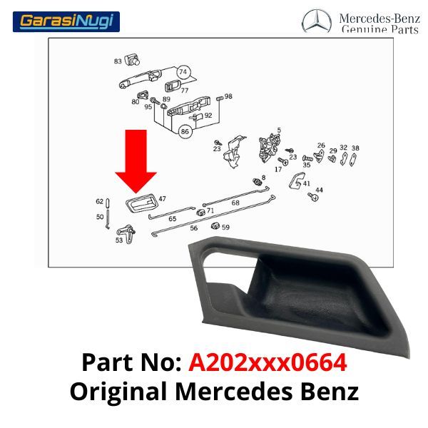 Cover Handle Mercy W202 Inner Door Penutup Tuas Pintu Dalam Belakang C180