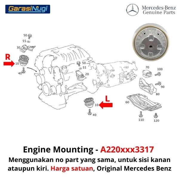 Engine Mounting Mercy W221 W220 Rubber Bantalan Karet Mesin S300