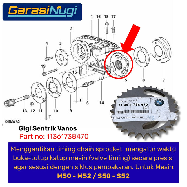 Gigi Sentrik Intake VANOS BMW M50 M52 S50 S52 Timing Chain Sprocket Original E36 E39 E38