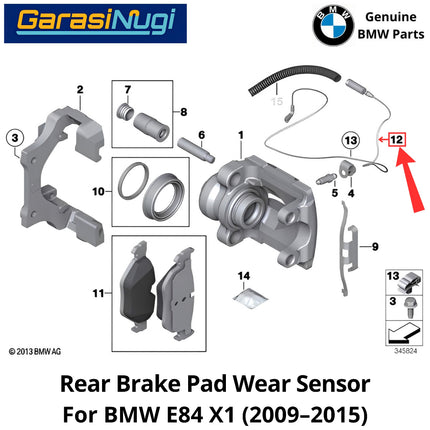 Rear Brake For BMW E84 Wear Sensor Kaber Indikator Keausan Kampas Rem Belakang X1 2009-2015