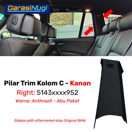 Pillar Trim Kolom C BMW E83 Panel Interior Bangku Belakang Rear Cover Gray Beige Original X3