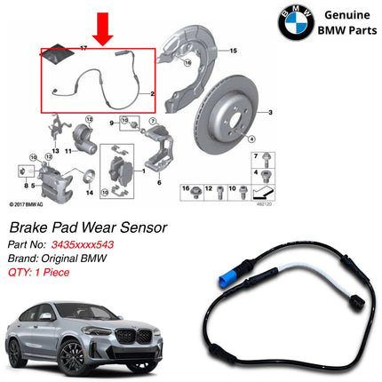 Rear Brake Pad For BMW G02 F98 Wear Sensor Kabel Indikator Keausan Kampas Rem Belakang X4