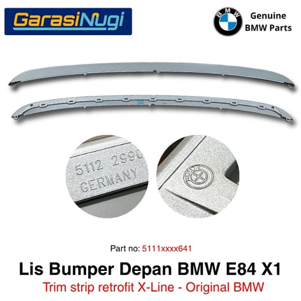 Lis Bumper Depan BMW E84 Chrome Matte Trim Strip Grille Bawah X-Line Original X1