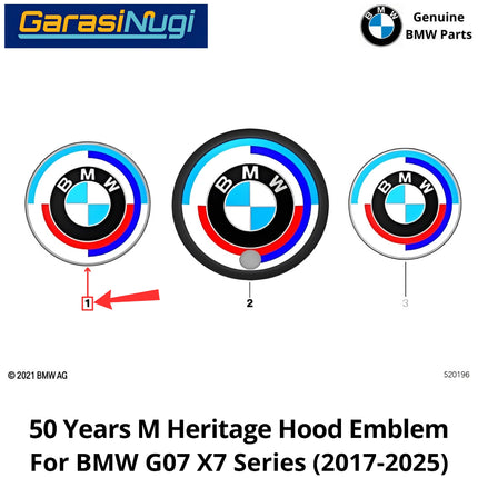 50 Years M Anniversary For BMW G07 F40 G20 F90 G30 Front Rear Emblem Logo Bagasi dan Kap Mesin X7 120 320 530