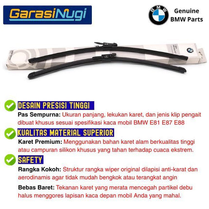 Wiper Frameless BMW E81 E87 E88 Kaca Depan Original Part Setir Kanan RHD Sepasang 116 120