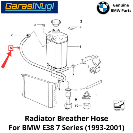 Radiator Vent For BMW E38 Breather Hose Selang Ventilasi Pernapasan Tangki Ekspansi 740 1993-2001