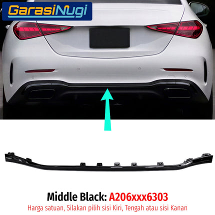 Chrome Stripe Mercy W206 Garnish Molding Krom Dan Hitam Glossy Bemper Belakang Mercedes C200 C300