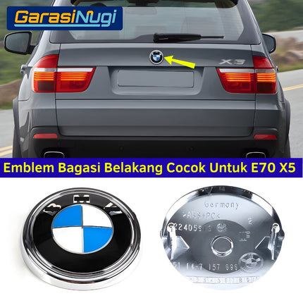 Logo Pintu Bagasi BMW E70 Rear Trunk Badge Emblem Belakang Ukuran 82mm Timbul 2007 - 2013 X5