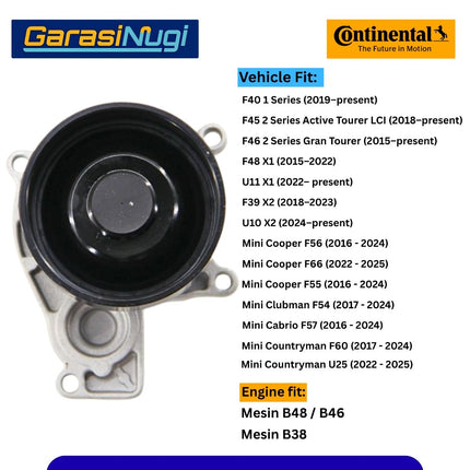 CONTINENTAL Water Pump BMW F48 F45 F39 Mini F56 Mesin B48 B38 11518678905 Original X1 X2