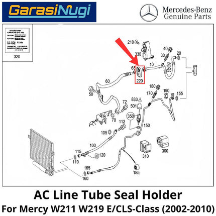 AC Line Tube Mercy W211 W219 Seal Holder Penahan Jalur Selang Pendingin Udara Mercedes E240 CLS