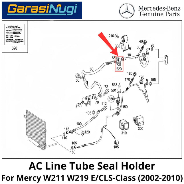 AC Line Tube Mercy W211 W219 Seal Holder Penahan Jalur Selang Pendingin Udara Mercedes E240 CLS