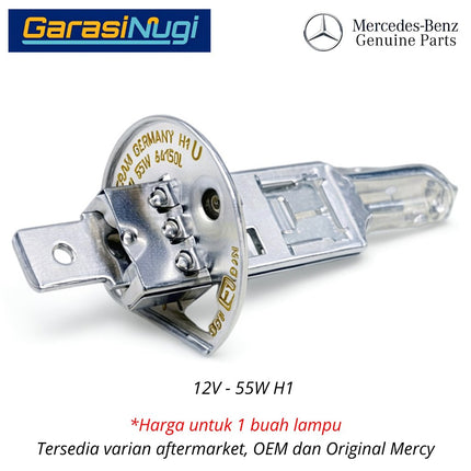 Bohlam Lampu Jauh High Beam 12V 55W H1 Lampu Kabut Auxiliary Light Original 000000000268