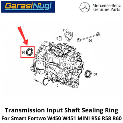 Manual Transmission Smart Fortwo W450 W451 R452 Shaft Seal Segel Oli Gasket Karet Poros Transmisi 2003-2015