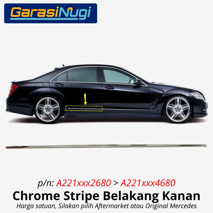 Chrome Stripe Mercedes W221 Garnish Moulding Bodi Samping Mercy S300 S350