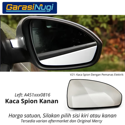 Kaca Spion Smart Fortwo W451 Side Mirror Glass Pintu Samping Door Side Original 2007 - 2015