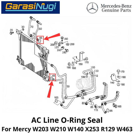 AC Line Mercy W203 W210 W140 R129 O-ring Seal Gasket Karet Saluran Pendingin Udara Mercedes C200 E230 SL