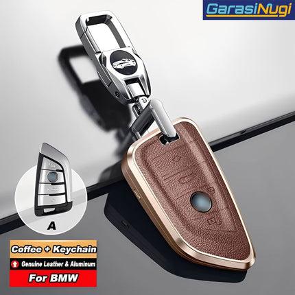 Key Case For BMW G20 Sarung Kunci Kulit Aluminium Leather Short Keychain