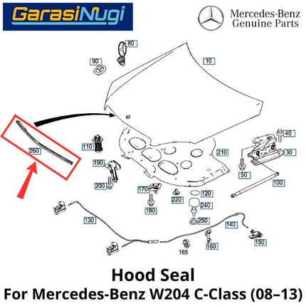 Engine Hood Mercy W204 Seal Rubber Karet Kap Mesin Mercedes C200