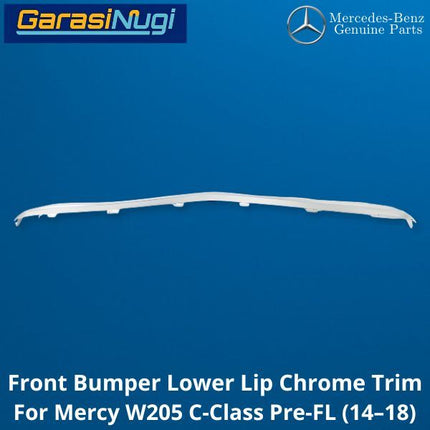 Chrome Lip Mercy W205 Pre-Facelift Spoiler Trim Bumper Depan Molding C200 C300