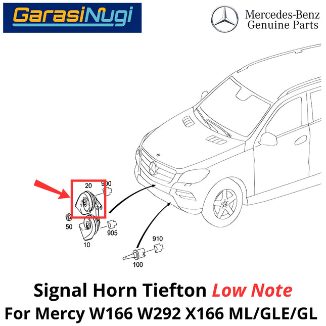 Horn Signal Mercy W166 W292 X166 Low Note Klakson Rendah Mercedes ML GLE GL