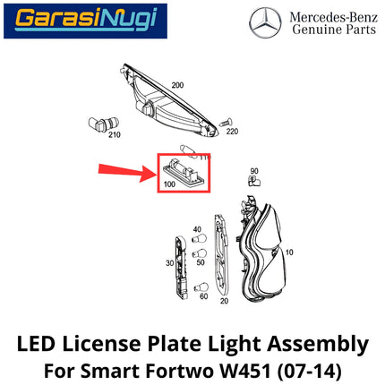 License Plate Lamp Smart Fortwo 451 Assembly Lampu Plat Nomor 2007-2014