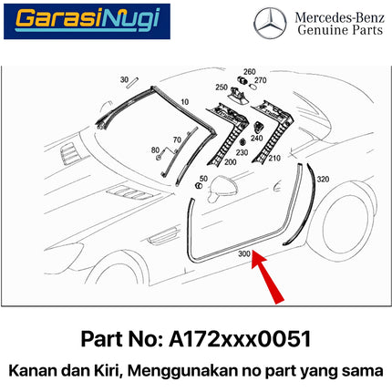 Door Seal Edge Guard Mercy R172 Gasket Pelindung Pintu Depan Rubber Front SLK