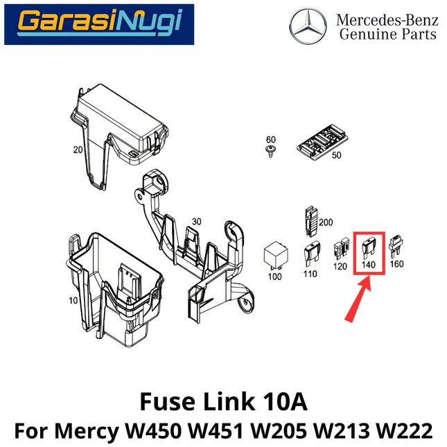 10A Mini Blade Fuse Link For Smart Fortwo W451 W205 W213 W222 Sekring 10 Ampere N000000004195