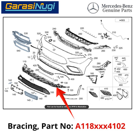 Bracing Front Under Cover Mercy W118 Penutup Bawah Bodi Bemper Depan Grille CLA