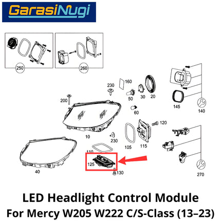 DRL LED Driver Mercy W205 W222 Headlight Control Module Ballast Lampu C200 S300