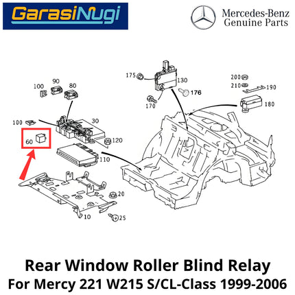 Rear Window 12V Mercy W220 W215 Roller Blind Relay Relai Tirai Gulung Belakang S500 CL