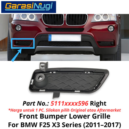 Front Lower For BMW F25 Grille Cover Penutup Bumper Depan Bawah X3