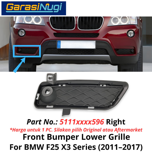 Front Lower For BMW F25 Grille Cover Penutup Bumper Depan Bawah X3